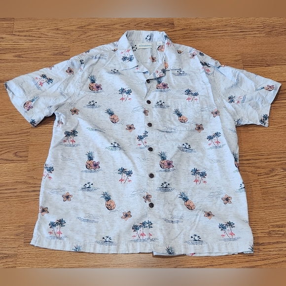Caribbean Other - Caribbean Mens Button Up Shirt Cream Size XL